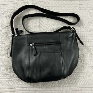 ili New York Genuine Leather Crossbody Bag 12"x8" Black